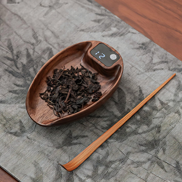 Mini-Kaffeewaage mit Timer, 200 G/0,1 G Genaue Teewaage aus Holz, Hochpräzise Wiederaufladbare Küche