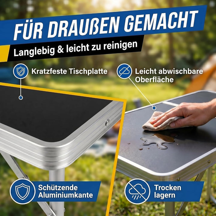 GOODS+GADGETS Klappbarer Multifunktionstisch Mehrzwecktisch Campingtisch Klapptisch Markttisch höhen