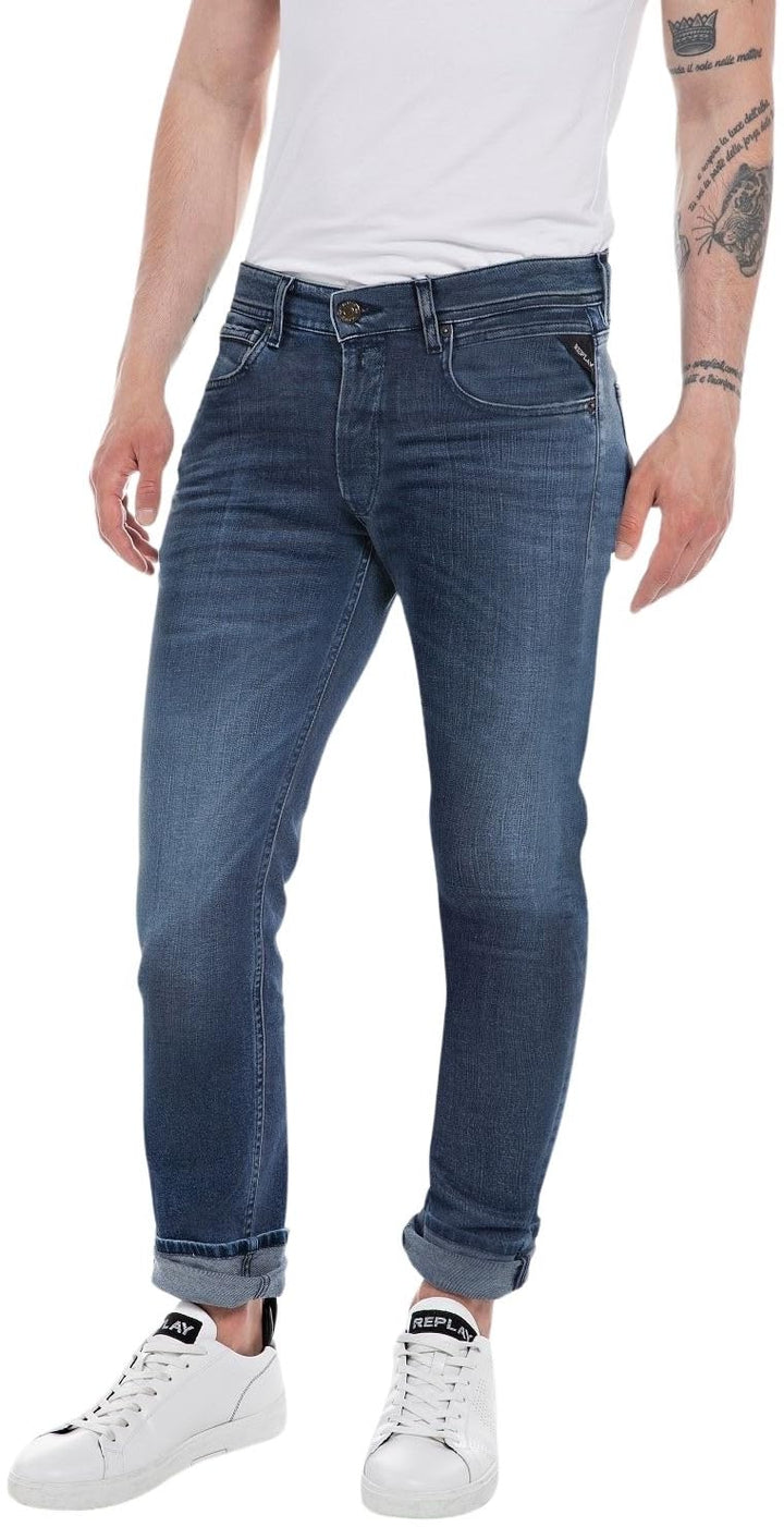 Replay Herren Jeans Grover Straight-Fit Hyperflex Cloud mit Stretch 29W / 32L Dark Blue 007, 29W / 3