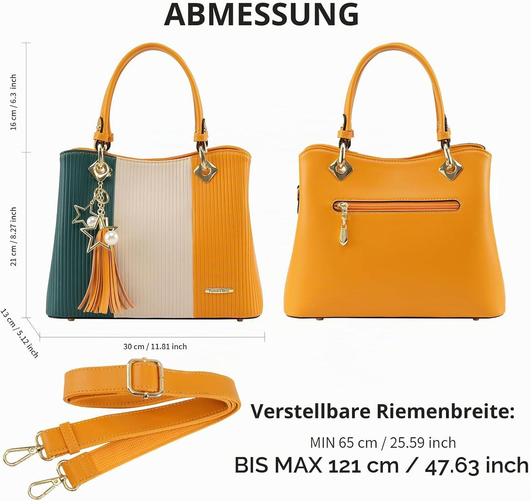 Pomelo Best Damen Handtasche mehrfarbig gestreift Umhängetasche in schöner Farbkombination mit mehre