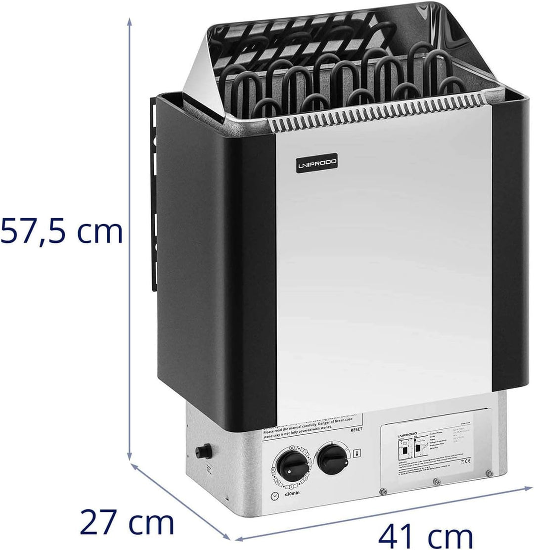 UNI_SAUNA_S9.0KW Saunaofen elektrisch 9 kW 30 bis 110 °C inkl. Steuerung Überhitzungsschutz Timer Ze