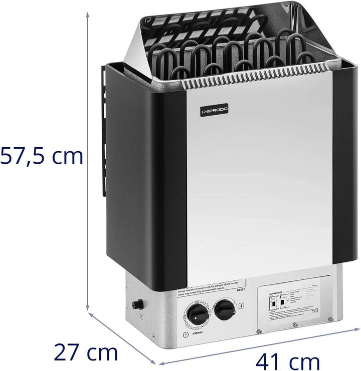 UNI_SAUNA_S9.0KW Saunaofen elektrisch 9 kW 30 bis 110 °C inkl. Steuerung Überhitzungsschutz Timer Ze