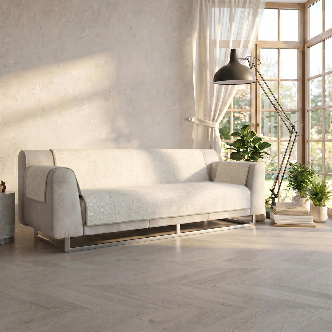 Italian Bed Linen CD-COMFORT-PANNA-4P Komfort-Antigleiten-Sofa-Decke,4 Plätze, Creme 4 Plätze Creme,