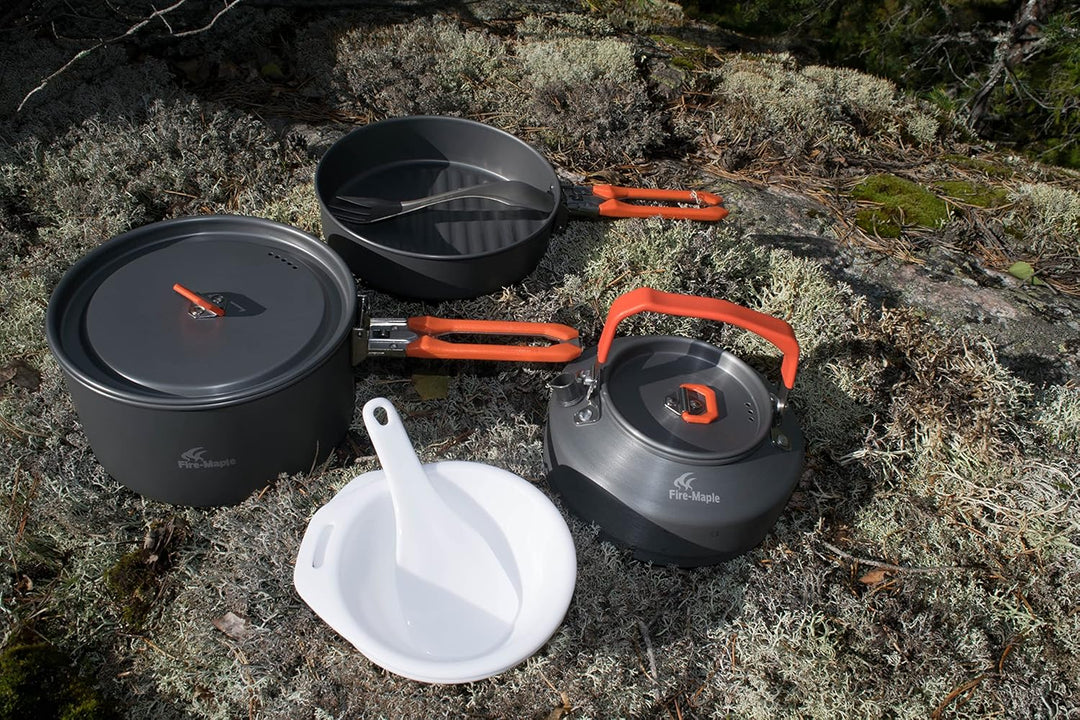 Fire-Maple Feast 2 Camping Kochgeschirr Set Outdoor-Kochset mit Topf, Wasserkocher, Pfanne, Schalen