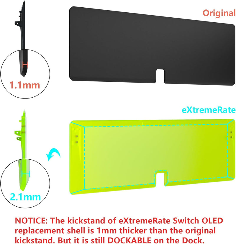 eXtremeRate Full Hülle für Nintendo Switch OLED, DIY-Ersatz Konsole case & Kickstand, NS Joycon Gehä