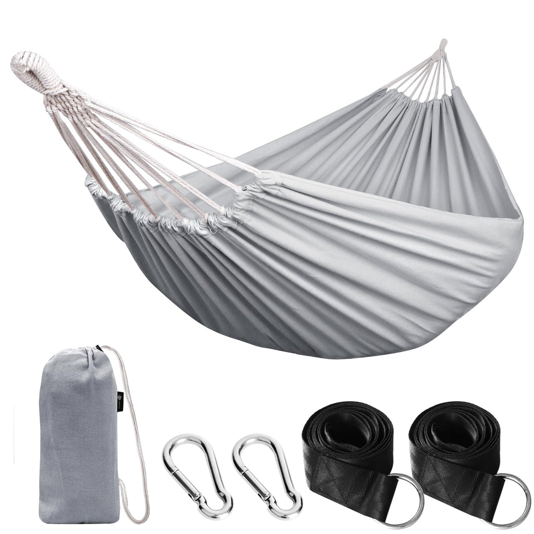 ANYOO Hängematte Outdoor Baumwolle Bequemer Stoff mit Baumfreundlichen Gurten zum Aufhängen, Robuste