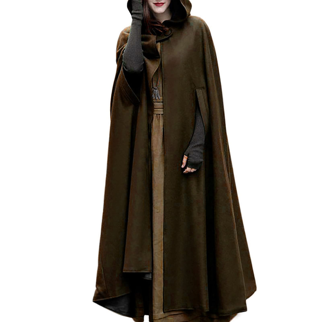Lange Umhang mit Kapuze DamenVintage Einfarbig Poncho RobeHalloween KostümLeichte TrenchcoatWinddich
