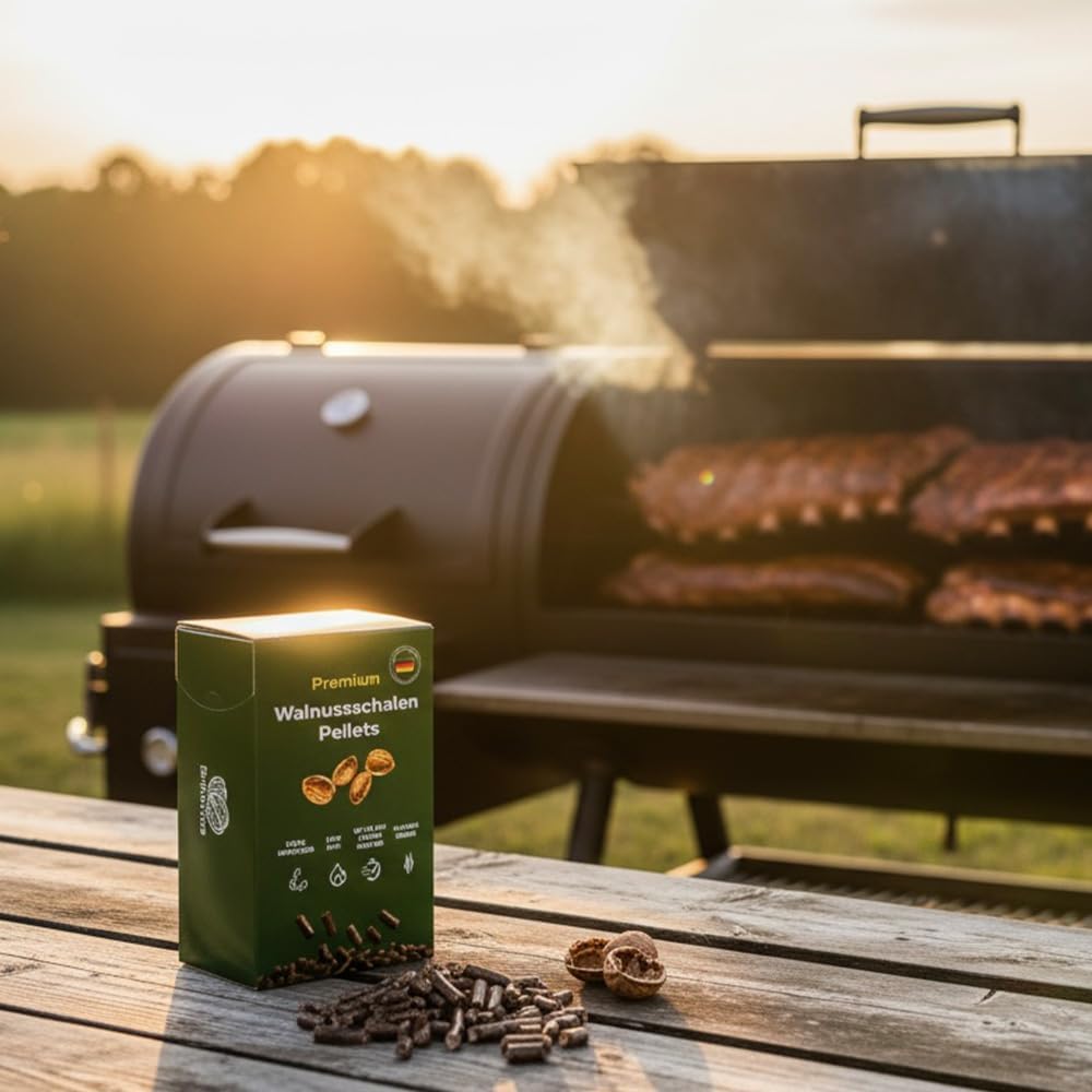 Grillpellets – 100% Wallnusschale ohne Zusatzstoffe – Räucherpellets für Smoker, Grill & Pizzaofen m