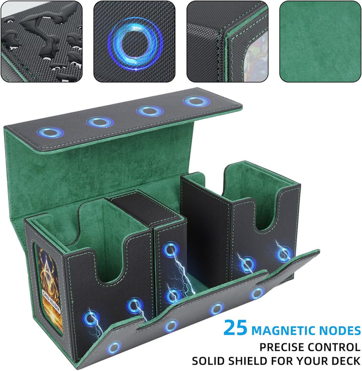 AFIING MTG Commander Kartenbox, 3-in-1 Karten-Aufbewahrungsbox für 200+ doppelt gesleevte Karten, Ma