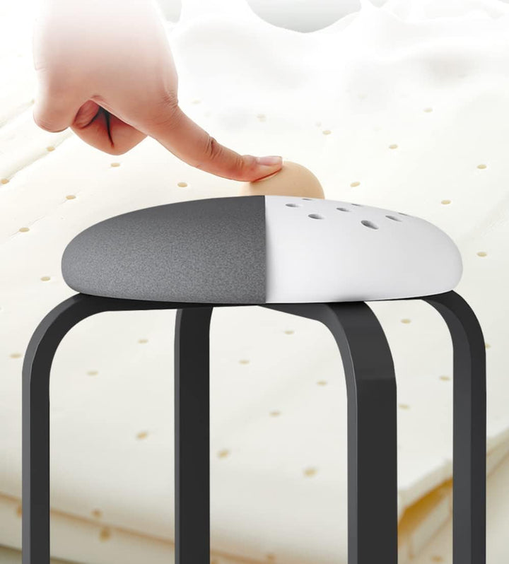 Balama Hocker Schwarz & Grau stapelbar gepolstert 45 x 31 x 31 cm aus Metall mit verstellbarem Boden