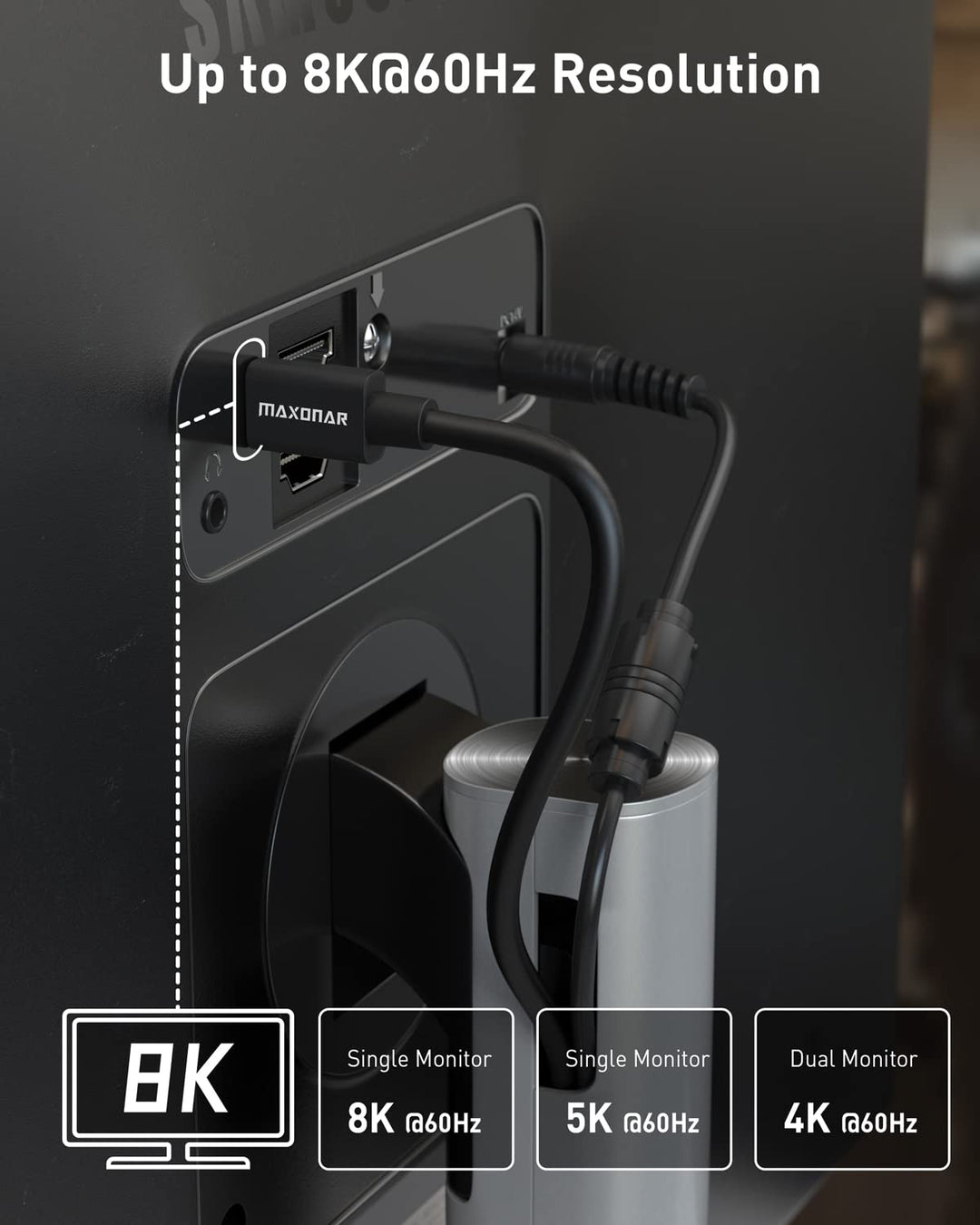 Maxonar [Intel Zertifiziert] Thunderbolt 4 Kabel 1m, TB4 Kabel,USB 4,40Gbits,8K Display,Kompatibel m