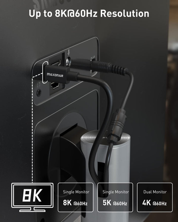 Maxonar [Intel Zertifiziert] Thunderbolt 4 Kabel 1m, TB4 Kabel,USB 4,40Gbits,8K Display,Kompatibel m