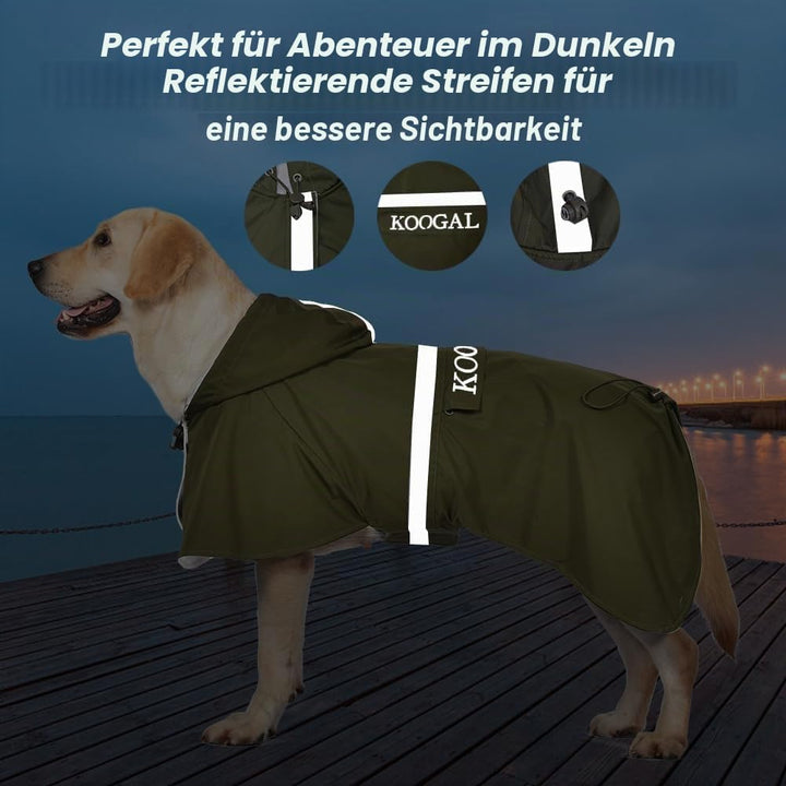 Grosse Hunde Regenjacken Mit Kapuze,Hunde Regenmantel,Mit Reflektierenden Sicherheitsstreifen, Wasse