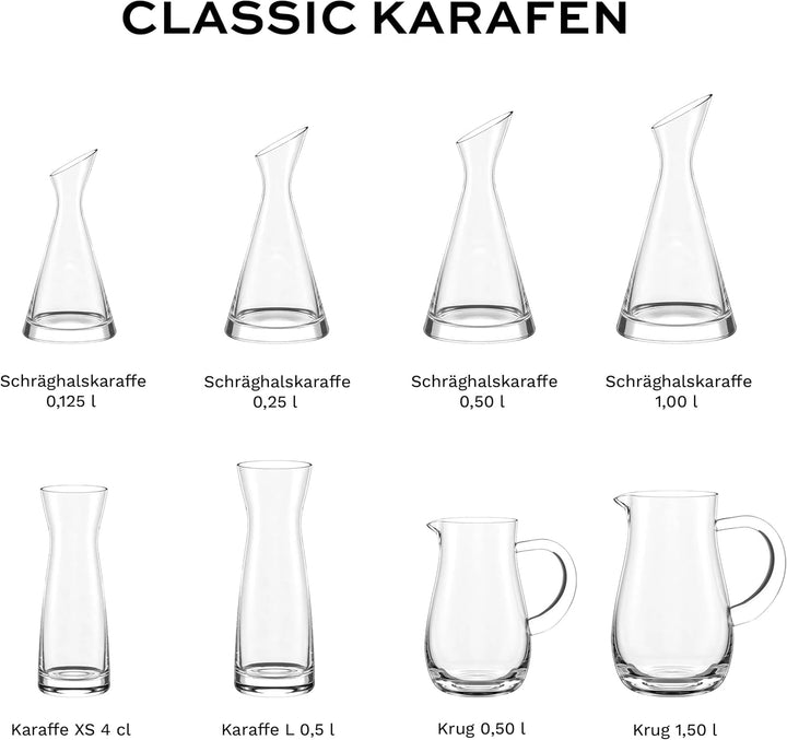 STÖLZLE LAUSITZ Karaffen 6er Set Serie Universal Variante S 100 ml I gläserne Spirituosenkaraffe I M
