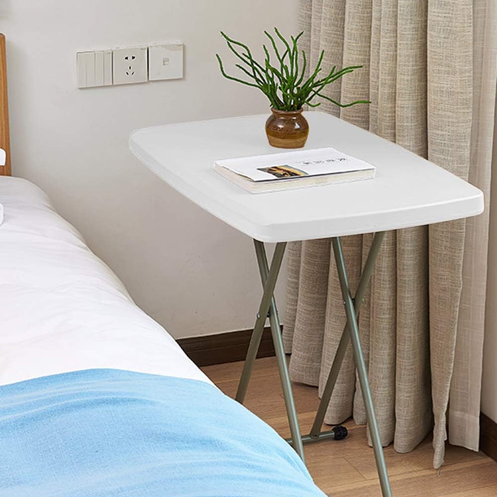 Klapptisch, Campingtisch, 76 cm, kompakter und klappbarer Tisch, verstellbar, weiss, Material: HDPE,