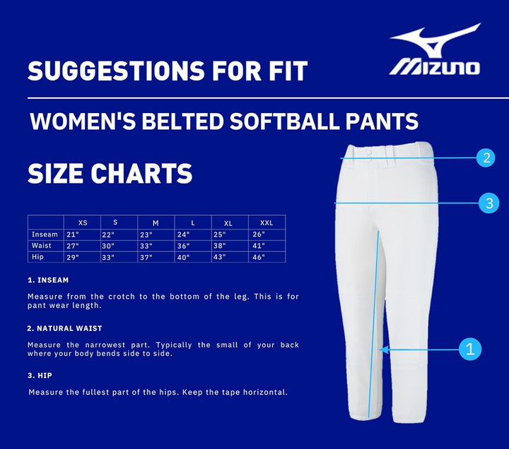 Mizuno Damen Gürtel Select Softball Hose, L