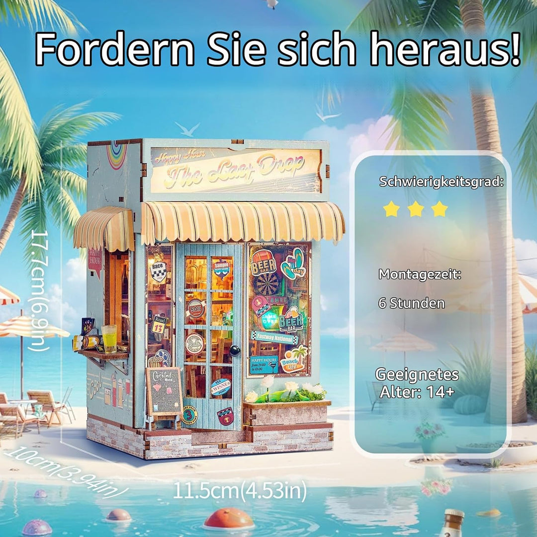 Cuteefun DIY Book Nook Kit, Miniatur Puppenhaus mit LED Licht | Kreatives Handwerk für Erwachsene, B