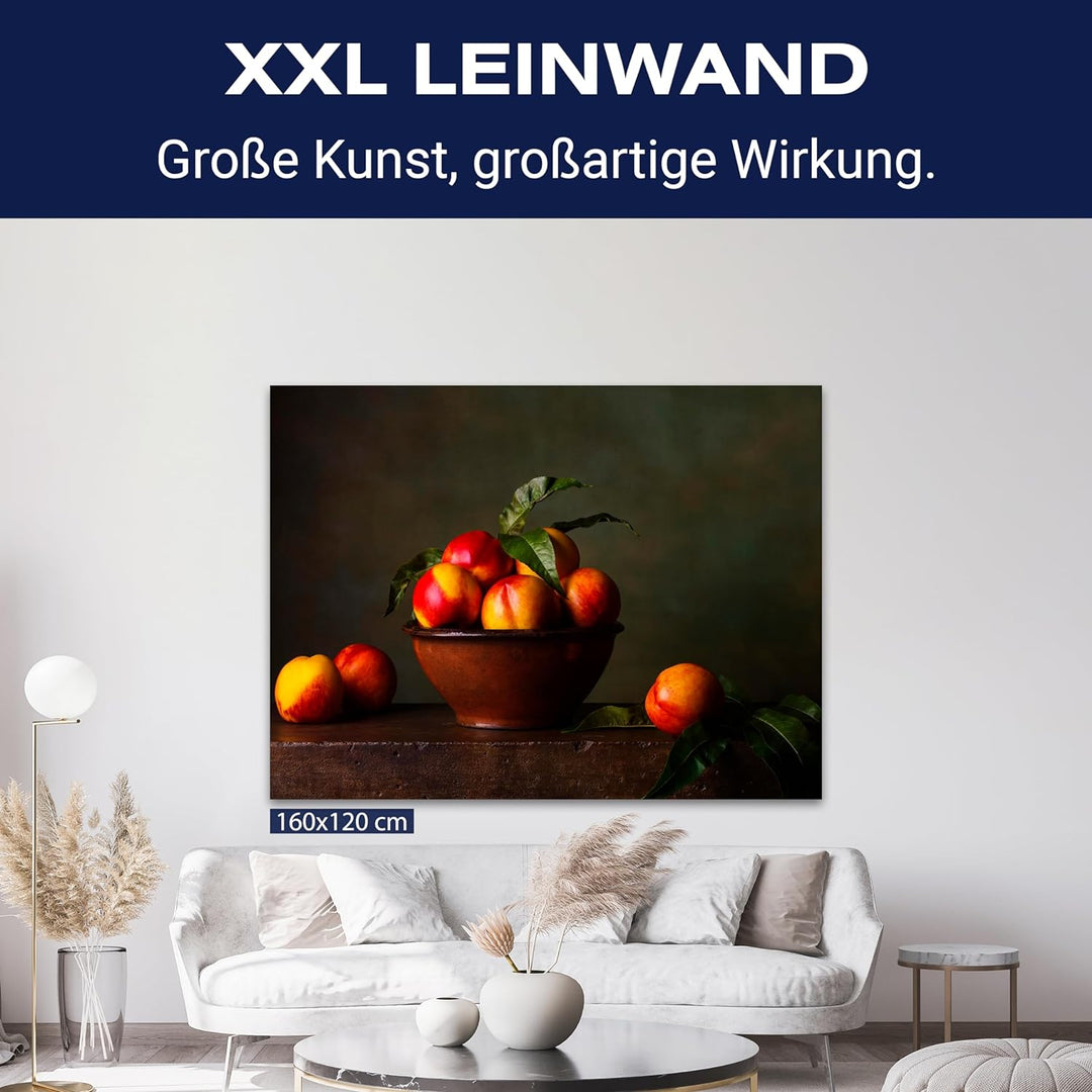 wandmotiv24 Obst & Gemüse als Leinwandbild, 60x45cm, Querformat, Nektarine, Früchte, Küche, Lebensmi