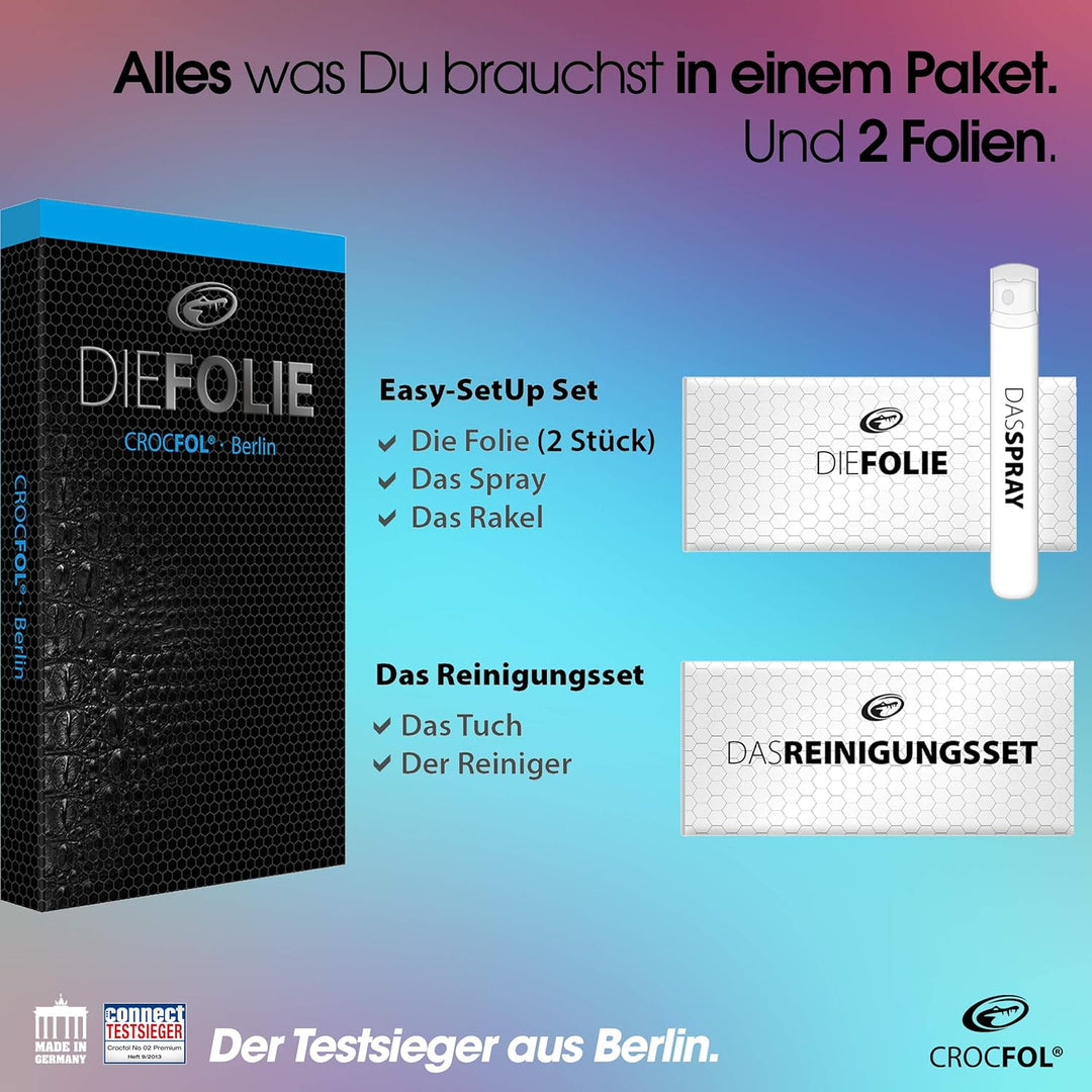 Crocfol Schutzfolie vom Testsieger [2 St.] kompatibel mit Huawei P30 Pro - selbstheilende Premium 5D