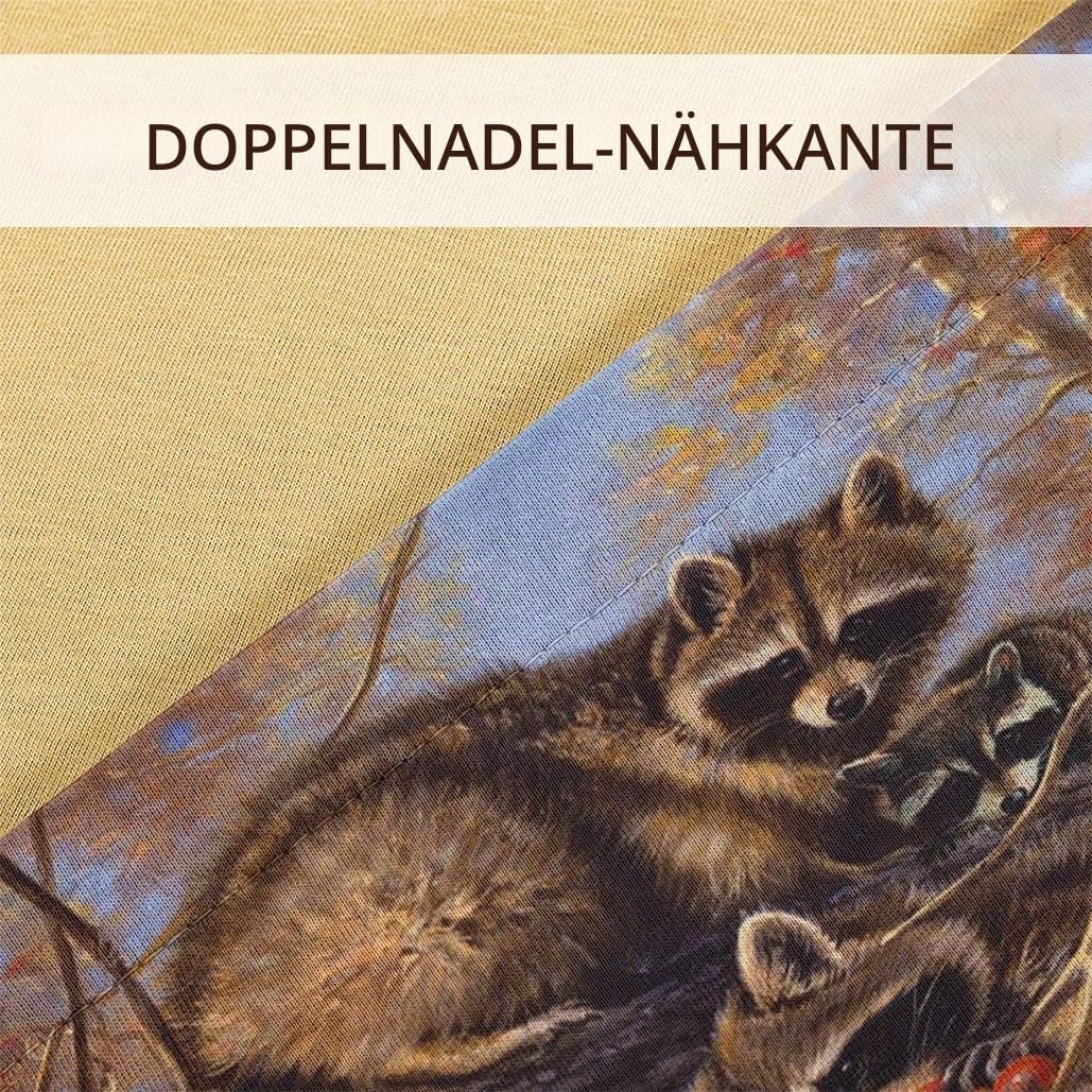 Zomer - Waschbär Bettwäsche 135x200 cm Tierwelt Microfaser Bedruckte Bettwäsche-Sets 2 teilig - 1 Fl