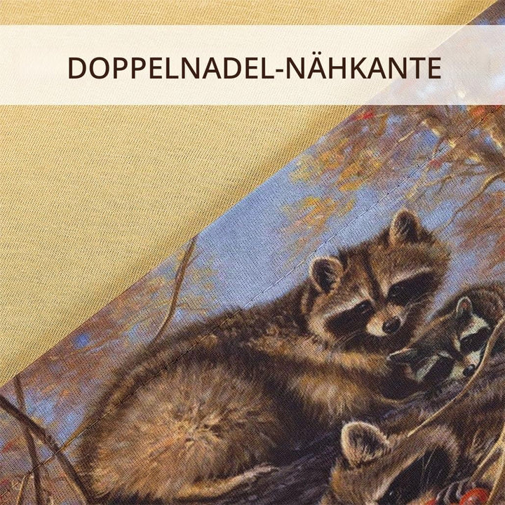 Zomer - Waschbär Bettwäsche 135x200 cm Tierwelt Microfaser Bedruckte Bettwäsche-Sets 2 teilig - 1 Fl