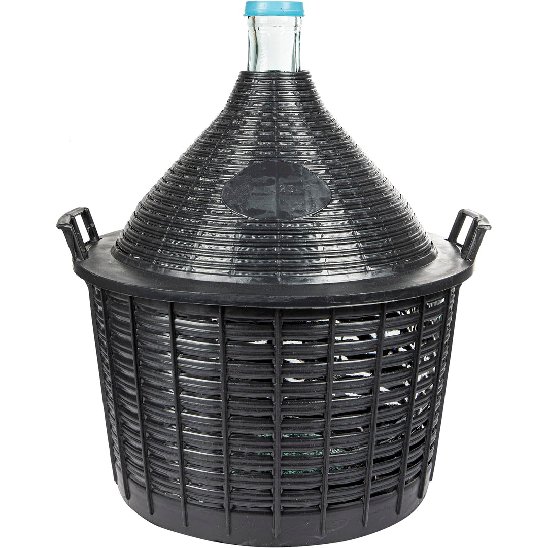 lilawelt24 Weinballon mit Korb Glasballon Gäreimer Gärballon Gärbehälter (Weinballon 25L), Weinballo