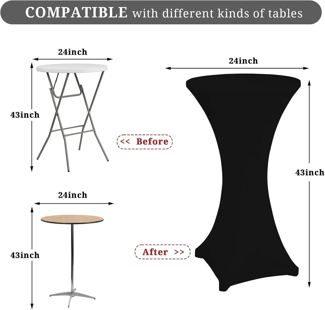 3er-Set Stretch Stehtisch Husse für Bistrotisch Ø 60-65 cm Elegante ,Verstärkung im Fussbereich,40°C