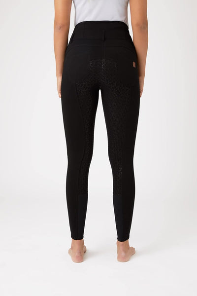 HORZE Damen Reithose Tara, High Waist Reithose mit Vollbesatz Silikon und Taschen, Schwarz 42 Schwar