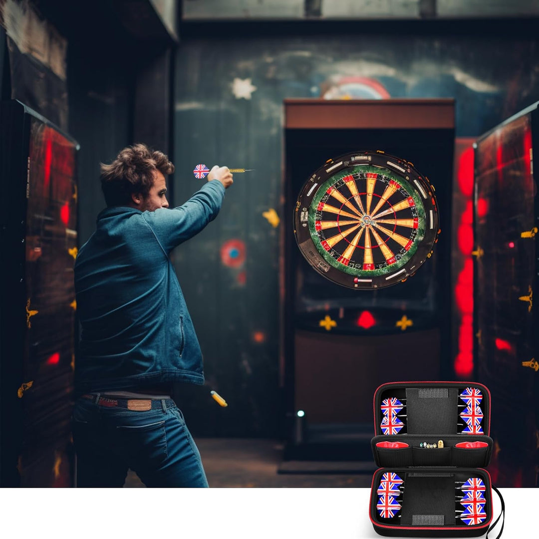 Target Darttasche - 12-Fach Aufbewahrungsorganizer für Stahlspitze und Soft Tip Pfeile - Case mit Co