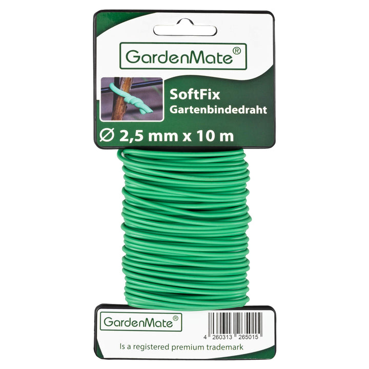 GardenMate 12x Gartendraht 2,5 mm x 10 m mit Gummi ummantelt gummiert geschäumt 12 Stück, 12 Stü