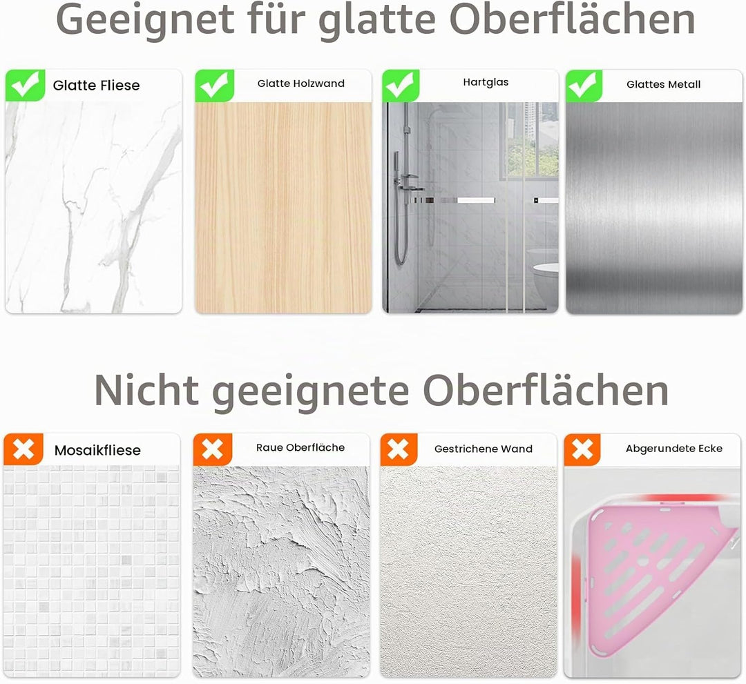 Sotfamily Duschablage ohne Bohren Ecke, 4 Stück Duschregal Badregal ohne Bohren mit Klebepad, Rostfr