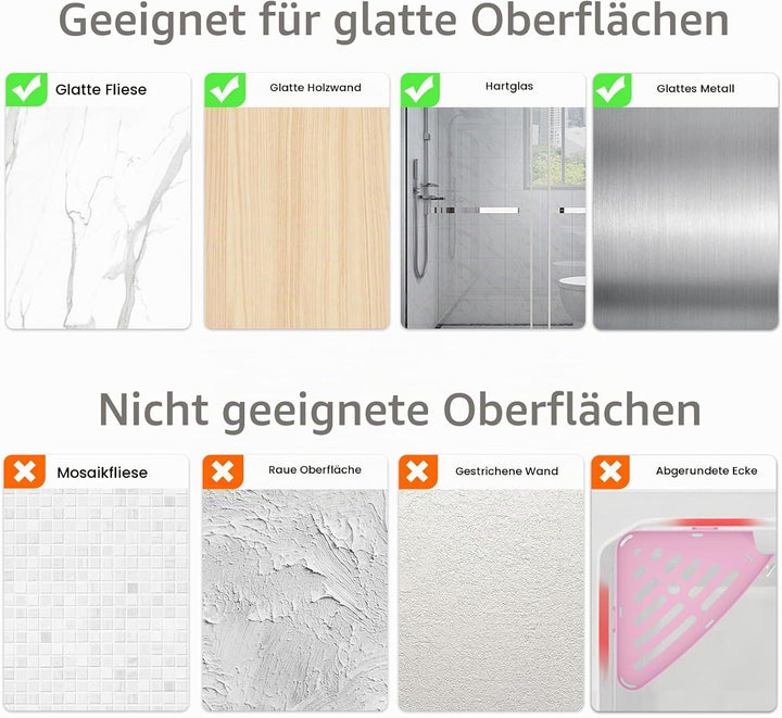 Sotfamily Duschablage ohne Bohren Ecke, 4 Stück Duschregal Badregal ohne Bohren mit Klebepad, Rostfr