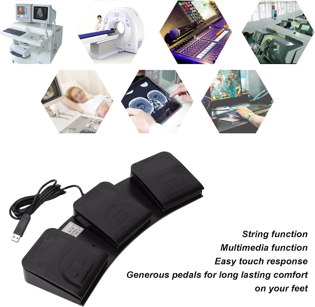 Bewinner USB Fussschalter Aktionsschalterpedal, 3 Tasten MIDI Controller Fussschaltersteuerung Angep