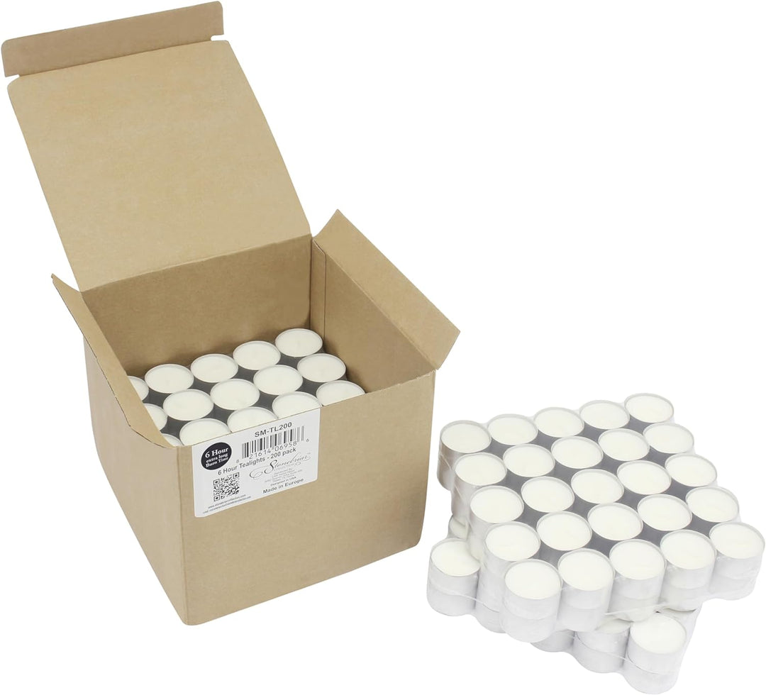Stonebriar dtl-100–8 Lange Brenndauer Teelicht Kerzen – 8 Stunden – Weiss – Ohne Duft – 100 Pack, we