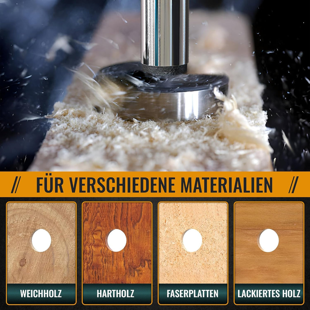 Hinrichs Forstnerbohrer Set 17 teilig im Koffer - Forsterbohrerset 15 bis 40 mm - Holzbohrer - Forst