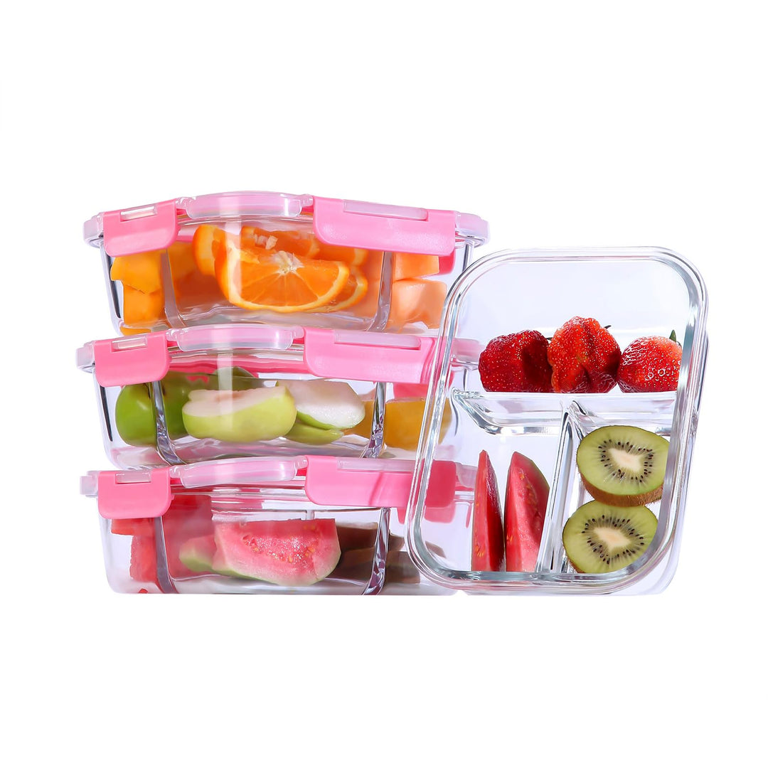 Meal Prep Boxen 3 Fächer (3Stück, 1040ml) Glasbehälter mit Deckel Frischhaltedosen mit Deckel Portio