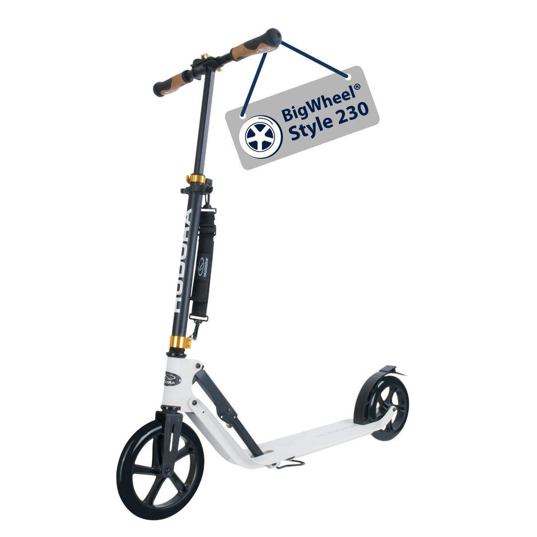 HUDORA BigWheel Style 230 Scooter I Stabiler Aluminium-Roller mit grosser Trittfläche I Höhenverstel