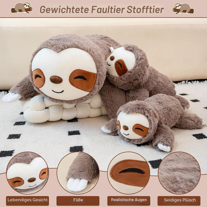 SQEQE Gewichtetes Faultier Kuscheltier, Weiches Faultier Plüschtier Kuscheltierkissen mit Gewicht, C