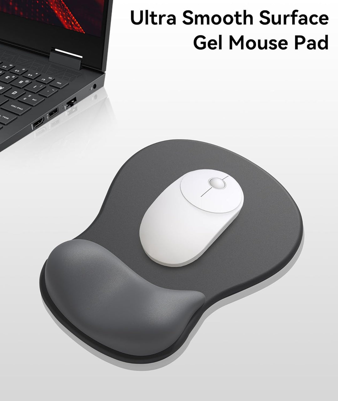 Mauspad mit Gelkissen,Ergonomisches Mousepad mit handauflage mit weichem Gelpolster,rutschfester Bas