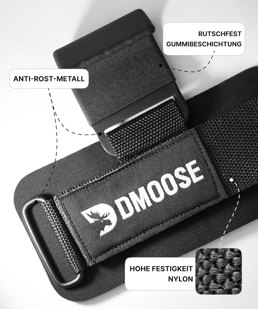 DMoose Fitness Zughilfen Krafttraining für Männer &amp; Frauen (Paar) - Reissfestes Nylon mit 8 mm dicke