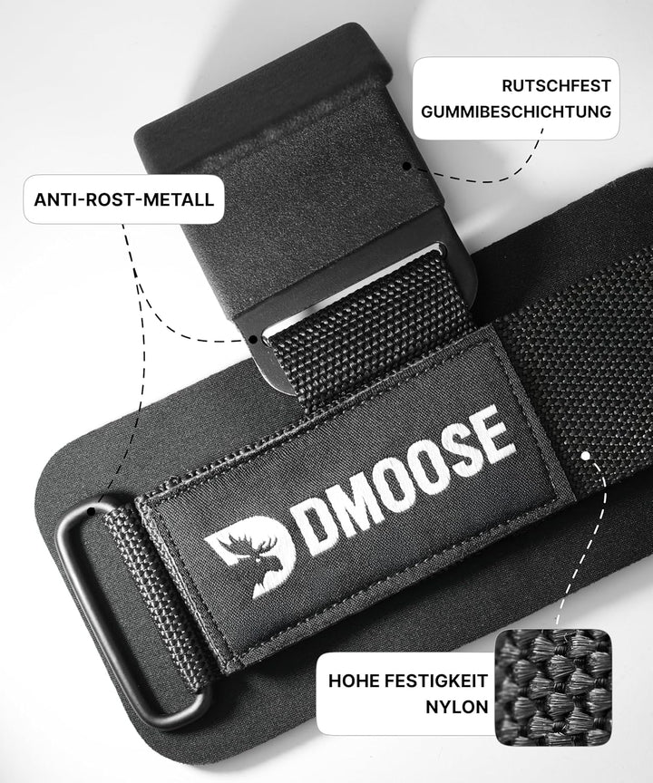 DMoose Fitness Zughilfen Krafttraining für Männer &amp; Frauen (Paar) - Reissfestes Nylon mit 8 mm dicke