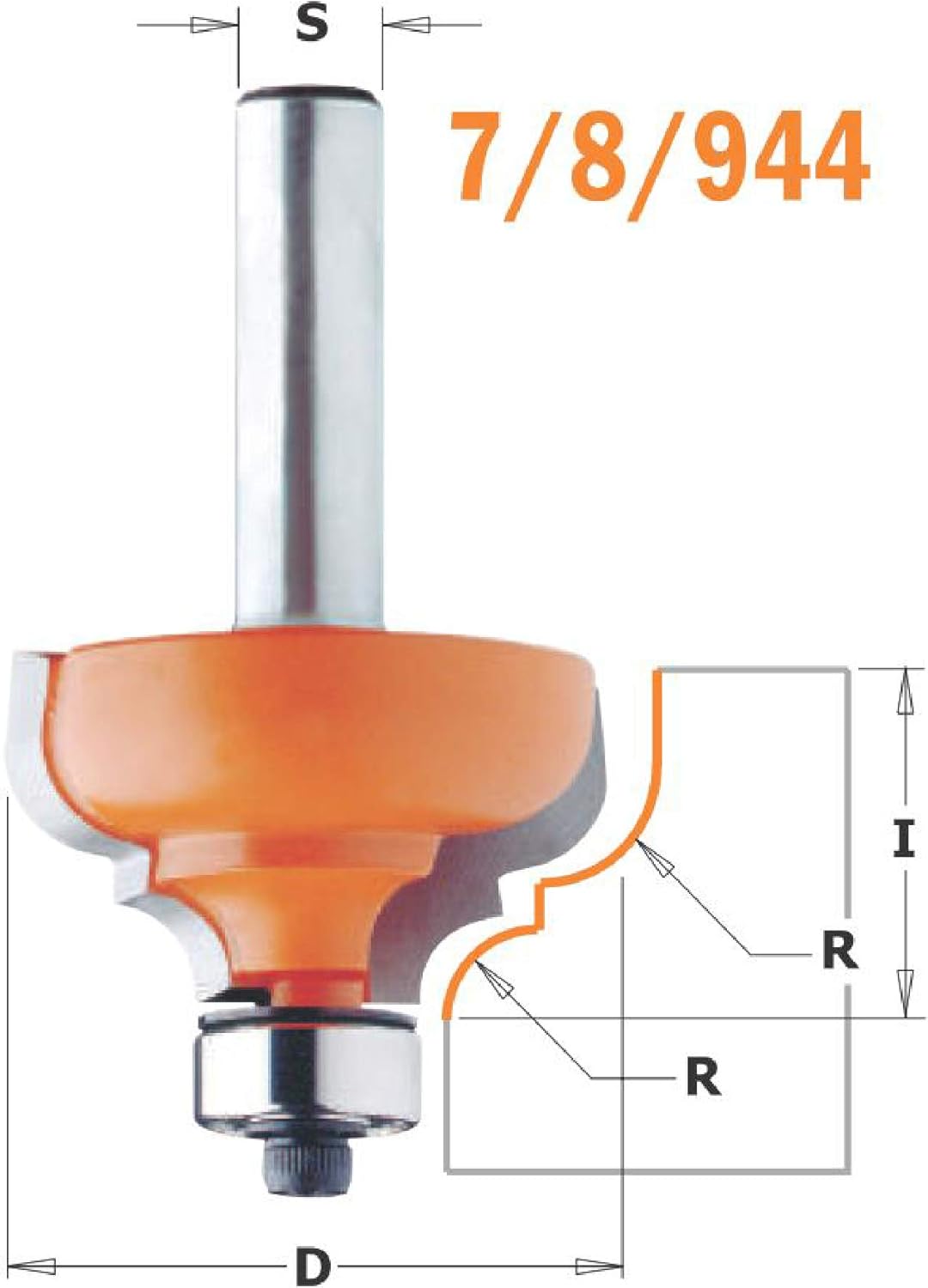 CMT ORANGE TOOLS 945.350.11 - PROFIL-FRÄSER M/ANLAUF. HM S=8 R=4.8/6.4