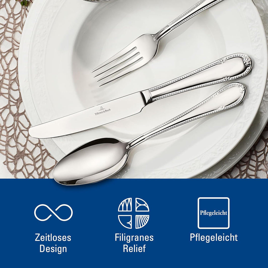 Villeroy & Boch - Mademoiselle Besteckset 24-teilig Silber, Spülmaschinenfest, Besteck Set für 6 Per