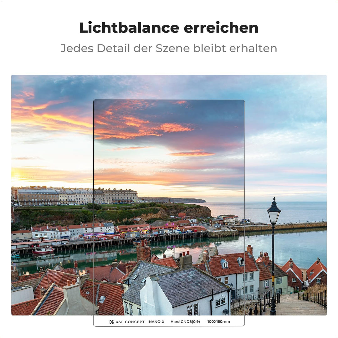 K&F Concept Nano-X GND8 Hard 0,9 (3-Blenden) Verlaufsfilter 100x150mm Rechteckfilter aus Optisches G