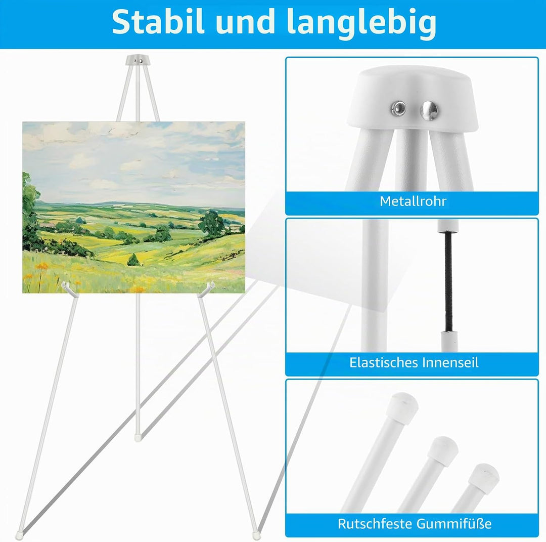 2er-Set Staffelei Stand, 160 cm Höhe Metall Poster Staffelei, Verstellbares Stativ Tisch Kunst Leinw