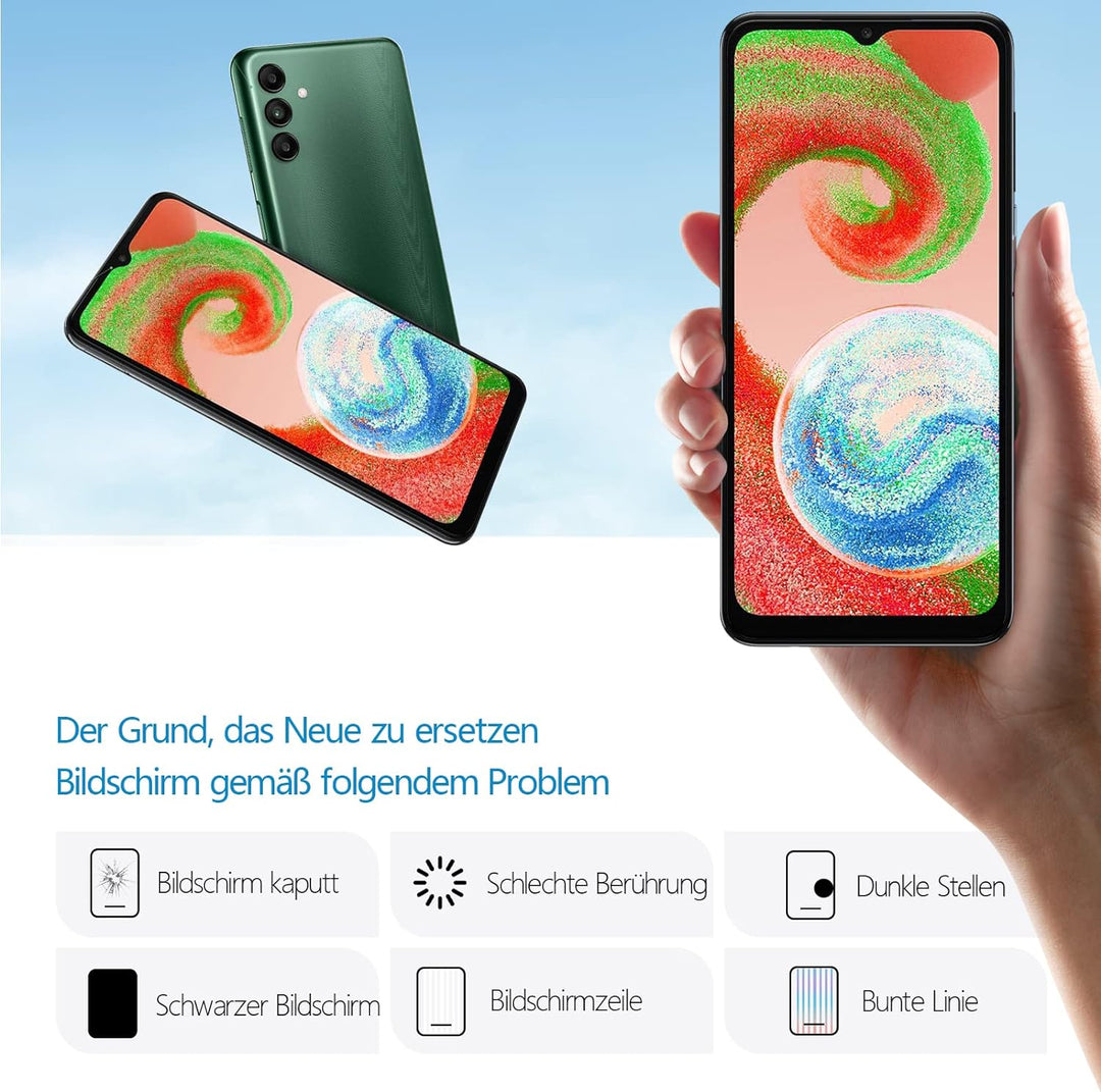 RongZy Display für Samsung Galaxy A04S 2022 SM-A047F LCD Bildschirmersatz Digitizer Touchscreen Mont