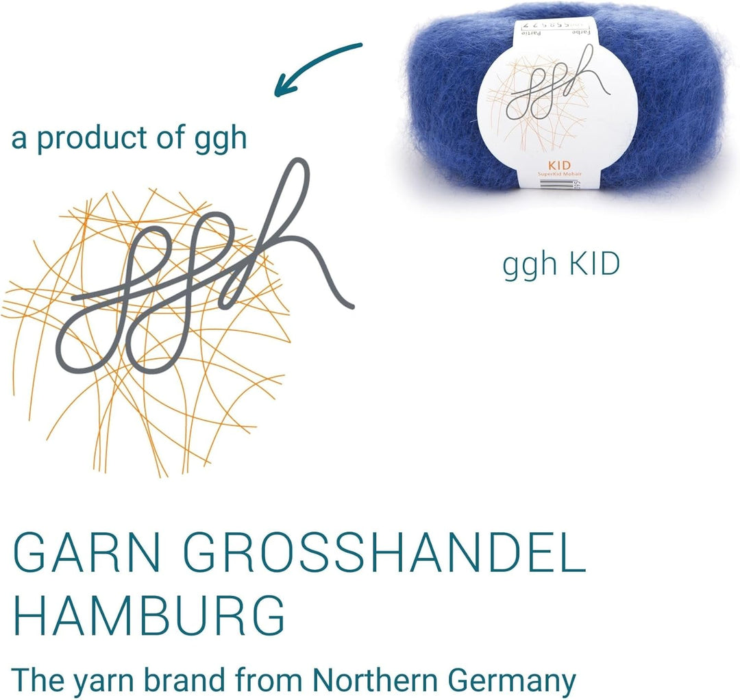 ggh Kid Box - 6 Knäuel Strickwolle aus Kid Mohair - Farbe 108 - Royalblau, 108 - Royalblau