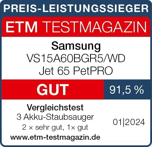 Samsung Jet 65 PetPRO Akku-Staubsauger, 150 W, Inkl. Tierhaarbürste Pet Tool und weiterem Zubehör, S