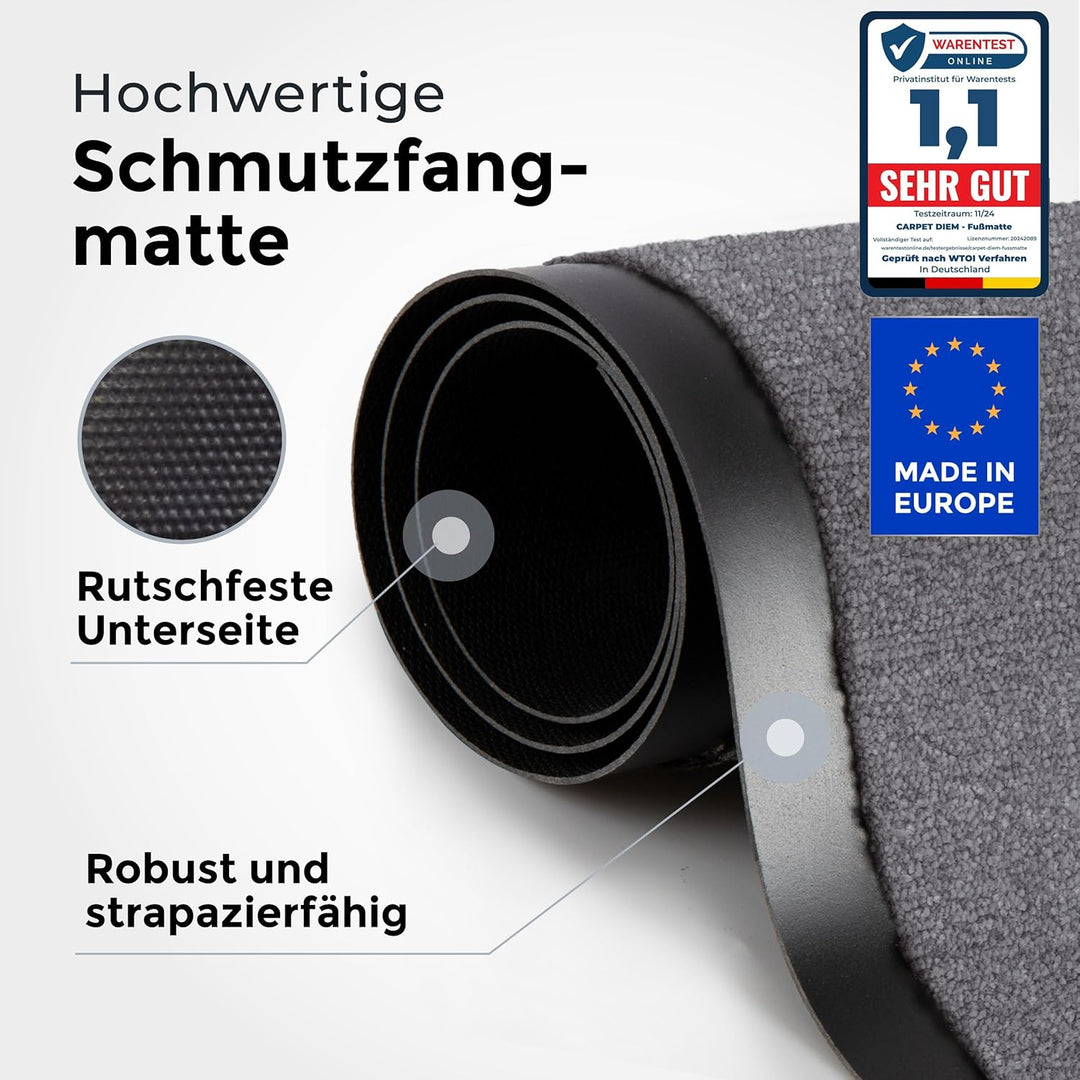 Jan Max Schmutzfangmatte - 8 Farben - Fussmatte mit 2900g/m2 PP Twisted Heatset Faser - 2,4l/m2 Feuc