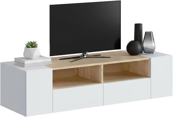 Dmora - Topeka TV-Ständer, Fernseh-Sideboard für das Wohnzimmer, moderner TV-Ständer, niedriges Mehr